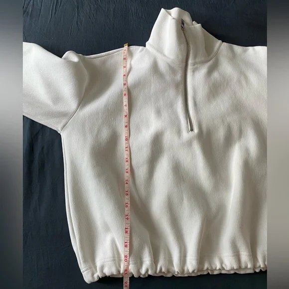 Club Monaco Funnel Neck Sweatshirt in Egret - Picture 7 of 15